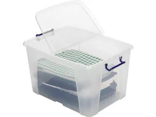 Opbergbox 40 Liter Plastic Transparant Met Gedeelde Deksel - 2