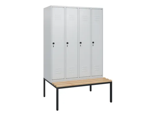 locker met bank,HxBxD 1950x1200x815mm,4vak,vak B 300mm,draaigrendel
