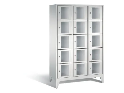 Lockerkast 1850x1200x500mm 3x5 vakken Cilinderslot Poten, RAL7035