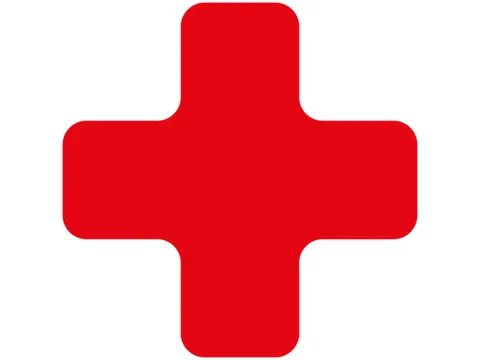 plaksymbool,plus,markering HxB 150x150mm,PVC,rood