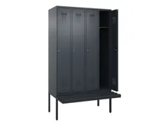 locker met bank,HxBxD 2120x1200x815mm,4vak,vak B 300mm,cilinderslot