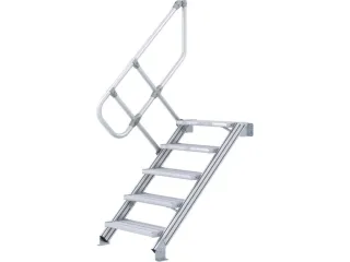 industriële trap,bordes H 1,25m,5treden,trede D 175mm,verzinkt - 3