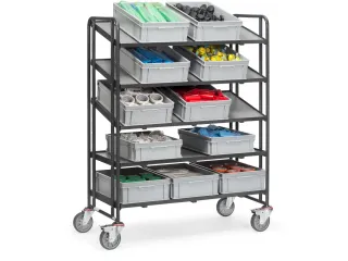 Eurobakkenwagens 1384 Ral7016 300kg 1240x610mm 5 Etages Hout - 2