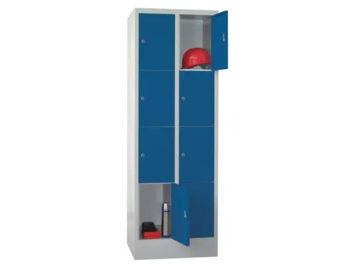 lockerkast,HxBxD 1850x600x500mm,2x4vakken,RAL7035,front RAL7035