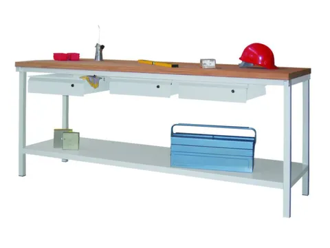 werkbank,HxBxD 900x2000x700mm,onderstel/romp RAL7035,front RAL7035