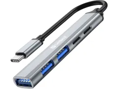 USB-C naar 3xUSB-A 2xUSB-C Saver 336-50 hub zilver
