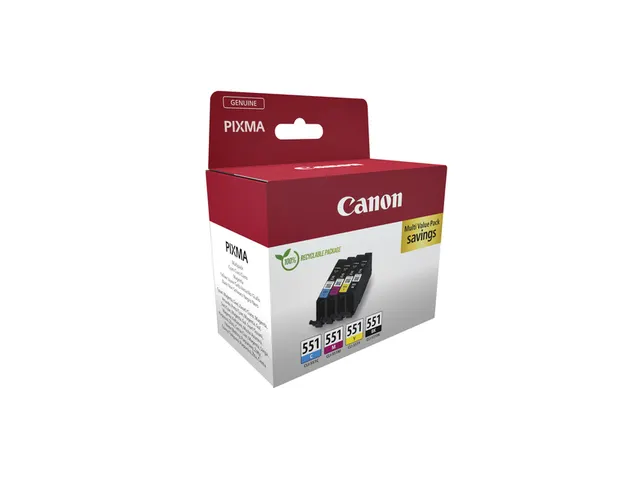 Inktcartridge Canon CLI-551 zwart + 3 kleuren