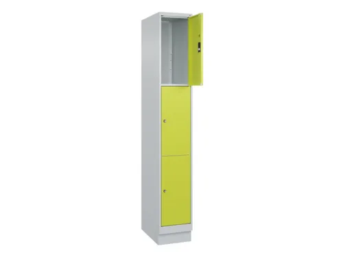 lockerkast,HxBxD 1950x300x500mm,1x3vakken,vak B 300mm,cil.-slot,sokkel