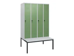 locker met bank,HxBxD 1950x1200x815mm,4vak,vak B 300mm,draaigrendel