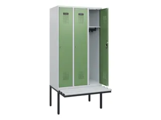 locker met bank,HxBxD 1950x900x815mm,3vak,vak B 300mm,cilinderslot - 1