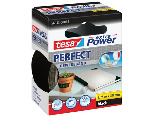 Plakband Tesa textiel 38mmx2.75m zwart