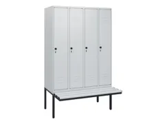 locker met bank,HxBxD 1950x1200x815mm,4vak,vak B 300mm,draaigrendel