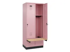 locker met bank,HxBxD 1950x800x815mm,2vak,vak B 400mm,draaigrendel