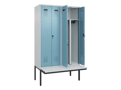 PBM-locker met bank,HxBxD 2120x1200x815mm,4vak,vak B 300mm