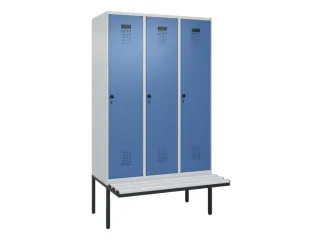 locker met bank,voor scheiding van kleding,HxBxD 2120x1200x815mm,3vak - 2