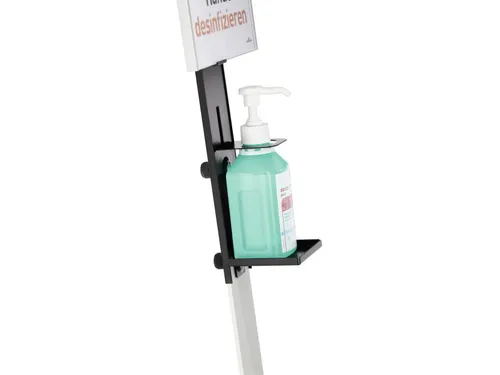 Handgeldispenser vloerstandaard met infobord Zilver