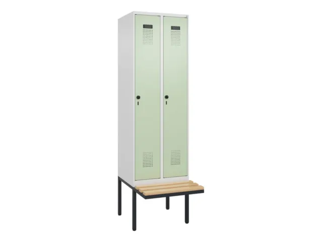 locker met bank,voor scheiding van kleding,HxBxD 2120x600x815mm,2vak
