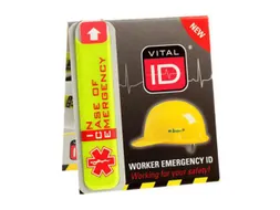 Relexim WSID01 Vital ID ICE tag voor op een veiligheidshelm, geel/rood