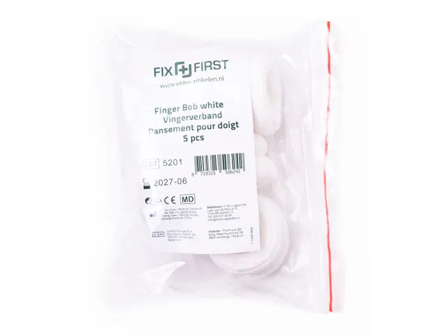 Vingerhoesje Vingerbob Textiel Wit 1 Maat 5 Stuks