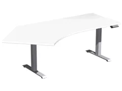 Elektrisch in hgte vst. hoekbureau,HxBxD 630-1280x2166x1130mm,blad wit