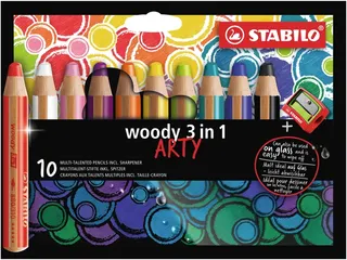 Kleurpotloden STABILO 880 woody 3 in 1 Arty incl slijper ass 10st - 1