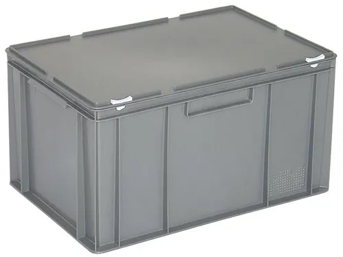 Euronorm Stapelkrat Pe Hxlxb 330X600X400Mm 63L Met Deksel Grijs