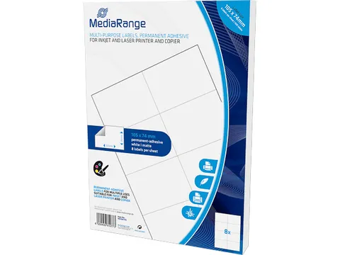 Mediarange Etiketten 105X74Mm 400Stuk Wit Permanent