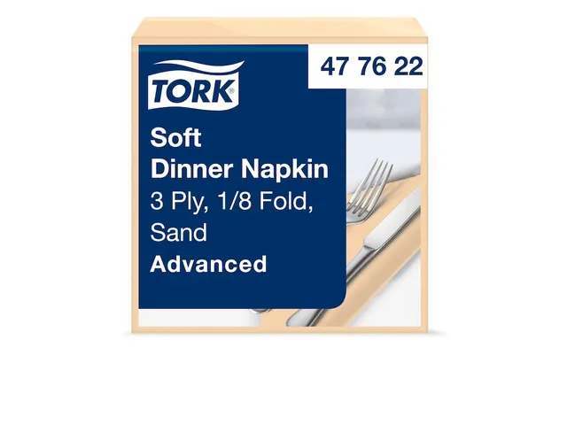 Tork 477622 Soft Dinnerservet Advanced Zand 39x39cm 1/8 vouw