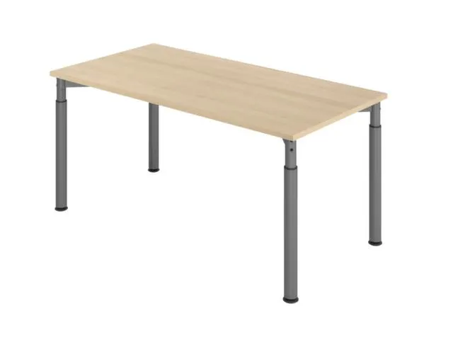 bureau,HxBxD 680-820x1600x800mm,blad eiken,4voeten grafiet,ronde buis