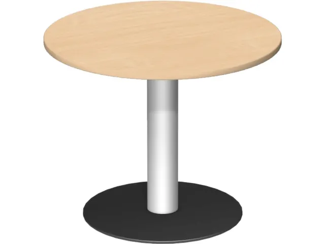 vergadertafel,HxØ 720x900mm,rond,schotelvoet RAL9006,blad beuken