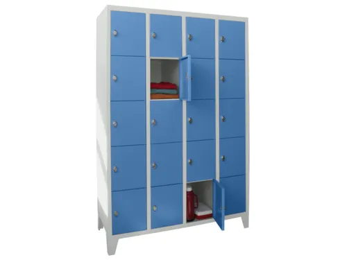 lockerkast,HxBxD 1850x1200x500mm,4x5vakken,RAL7035,front RAL5012