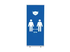 Roll-Banner Budget 85 Complete Set Mondkapje + 1,5 Meter Afstand Blauw