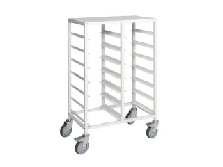 etagewagen,draagverm. 150kg,14etage(s),Dienbladschap,wit,PU-banden - 1