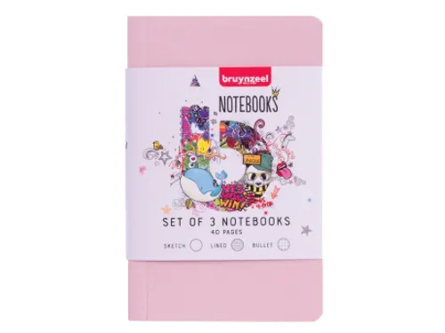 Notitieboek Bruynzeel A6 40vel glitter assorti set van 3 stuks