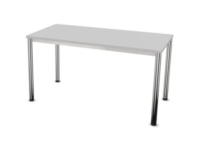 Vergadertafel Hxbxd 74x140x70cm 4-poots Verchroomd Mp-lichtgrijs