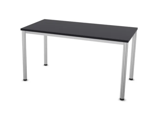 Vergadertafel Hxbxd 74x140x70cm 4-poots Ronde Buis Aluzilver Cc-zwart