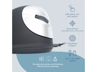 Ergonomische muis R-Go HE Break medium Rechts bedraad Zwart - 5