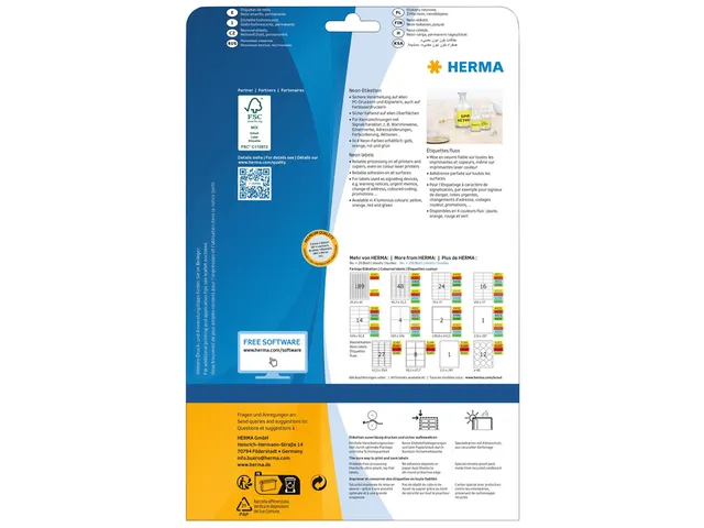 Etiquette HERMA 5144 99,1x67,7mm jaune néon 160 pièces