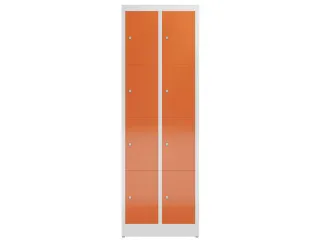 Lockerkast 1800x590x500mm 2x4 vakken cilinderslot, sokkel, RAL3000 - 2