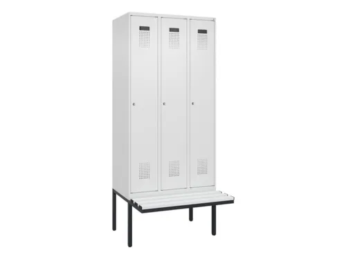 locker met bank,HxBxD 2120x900x815mm,3vak,vak B 300mm,cilinderslot