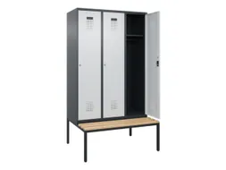 locker met bank,HxBxD 2120x1200x815mm,3vak,vak B 400mm,cilinderslot