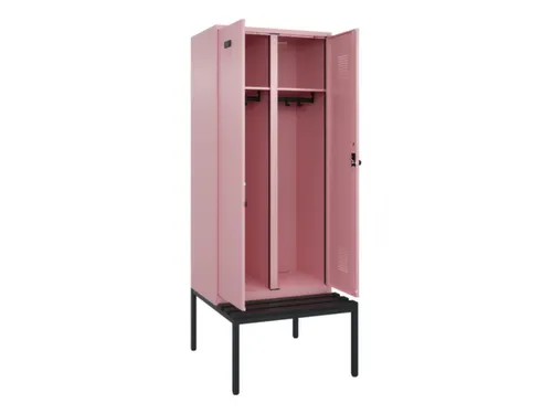 locker met bank,voor scheiding van kleding,HxBxD 2120x800x815mm,2vak