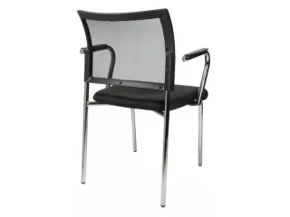 Bezoekersstoel Armleuningen Antraciet Stof Rug Netbekleding Zwart - 4
