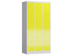 Lockerkast 1800x870x500mm 3x5 vakken cilinderslot, sokkel, RAL1018