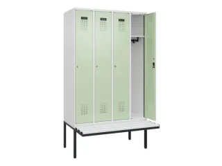 locker met bank,HxBxD 2120x1200x815mm,4vak,vak B 300mm,cilinderslot - 1