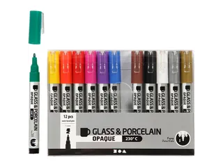 Glas- & Porseleinstiften Creativ Company 1-2mm set à 12 kleuren - 2