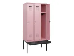 locker met bank,HxBxD 1950x900x815mm,3vak,vak B 300mm,draaigrendel