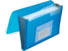 Voorordner A4 PP 13 Vaks Elastieksluiting Blauw Transparant