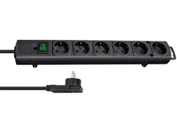 Stekkerdoos Brennenstuhl Comfort Plus 6vdig incl platte stekker 2m zw