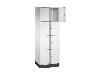 lockerkast,RAL 7035,HxBxD 1950x620x500mm,2x4vakken,cil.-slot,sokkel - 1